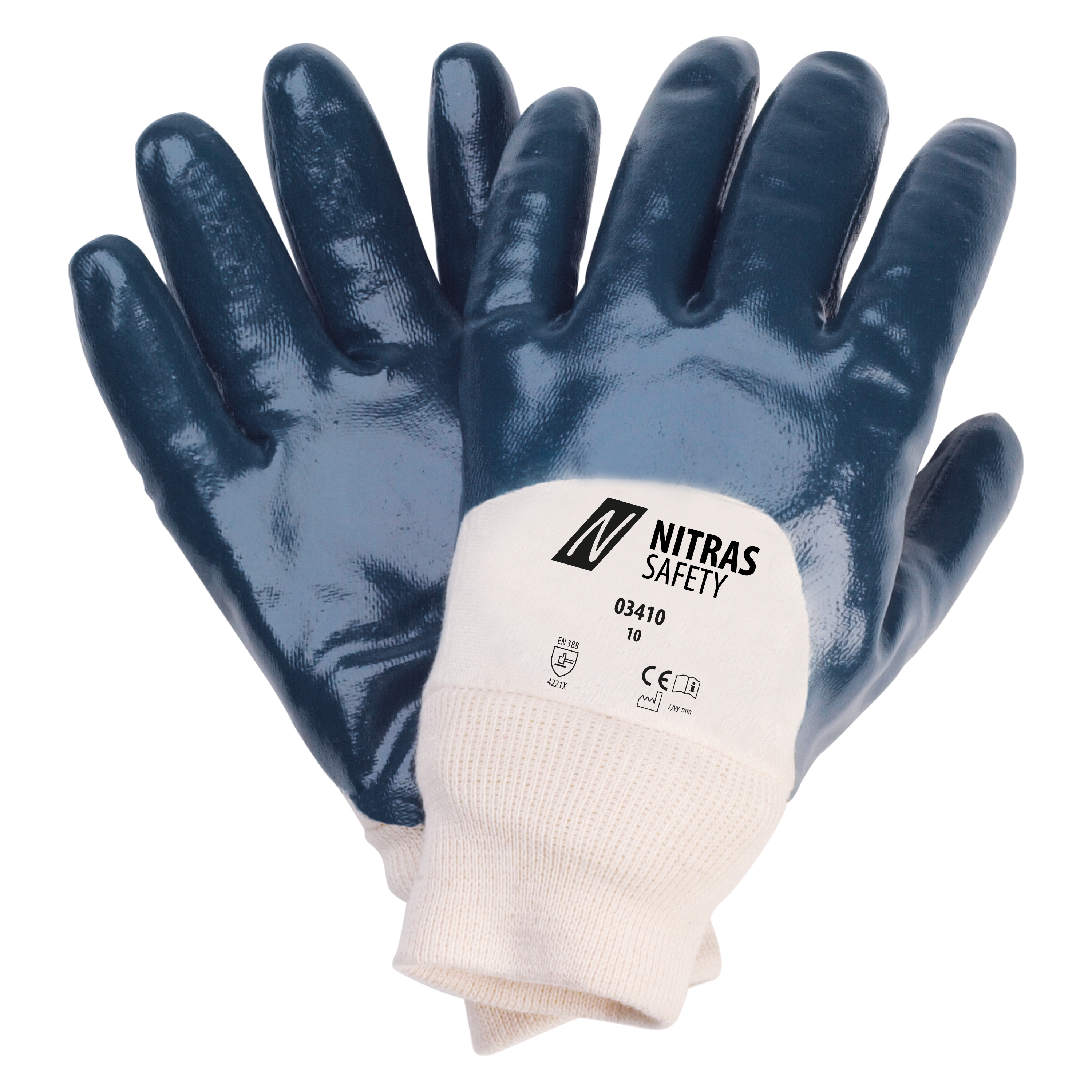 Nitras 03410 Nitril-Baumwollhandschuhe 3/4 beschichtet
