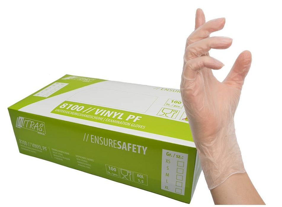 Nitras 8100 Vinyl PF Einwegschutzhandschuhe