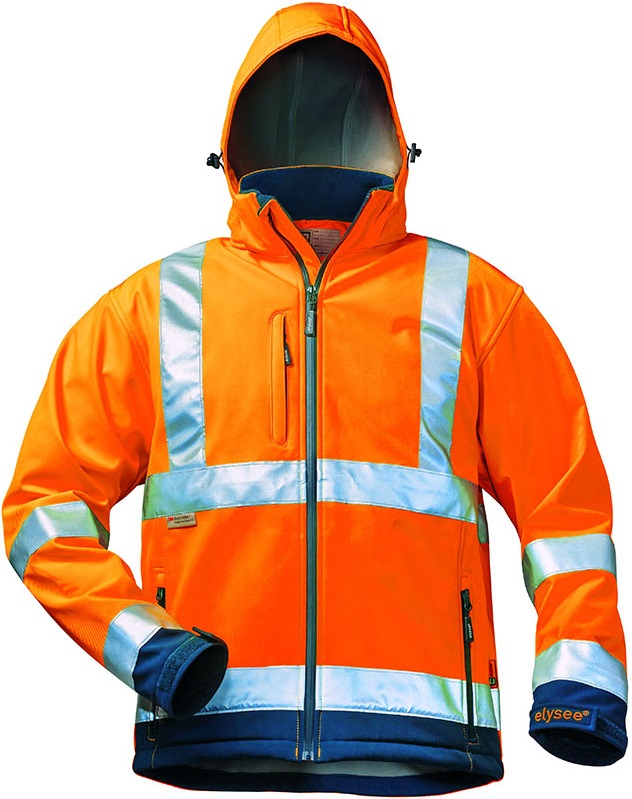 elysee 22731 BILL Warnschutz-Softshelljacke leuchtorange-marine