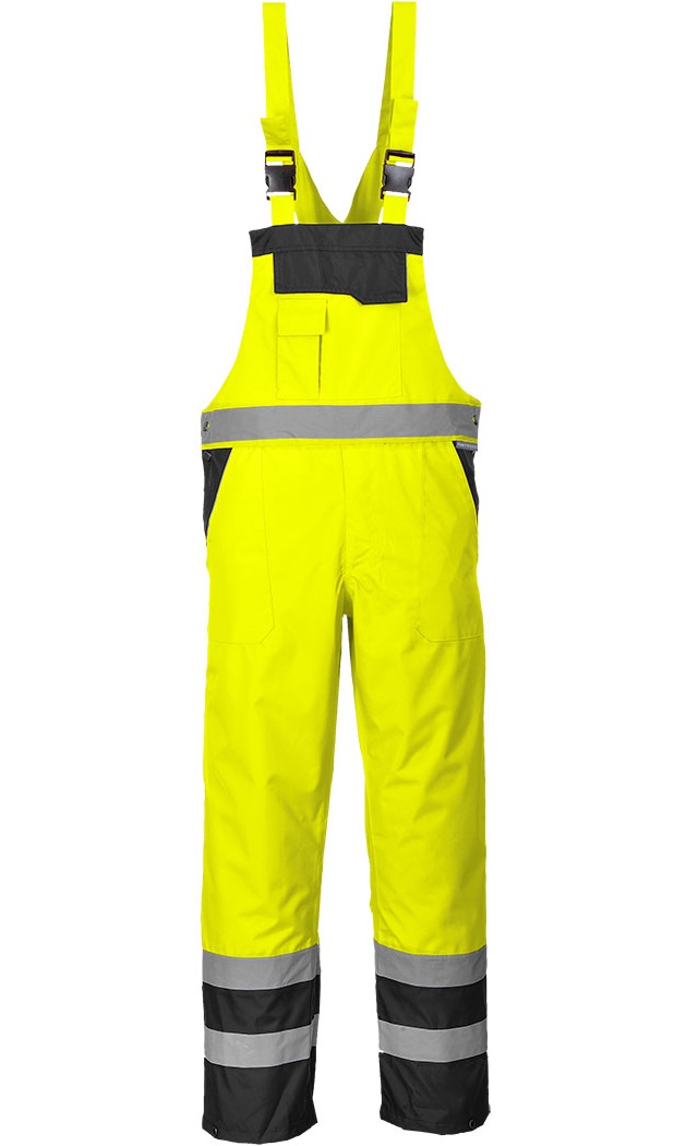 S488YBR Portwest S488 Contrast warning dungarees unlined