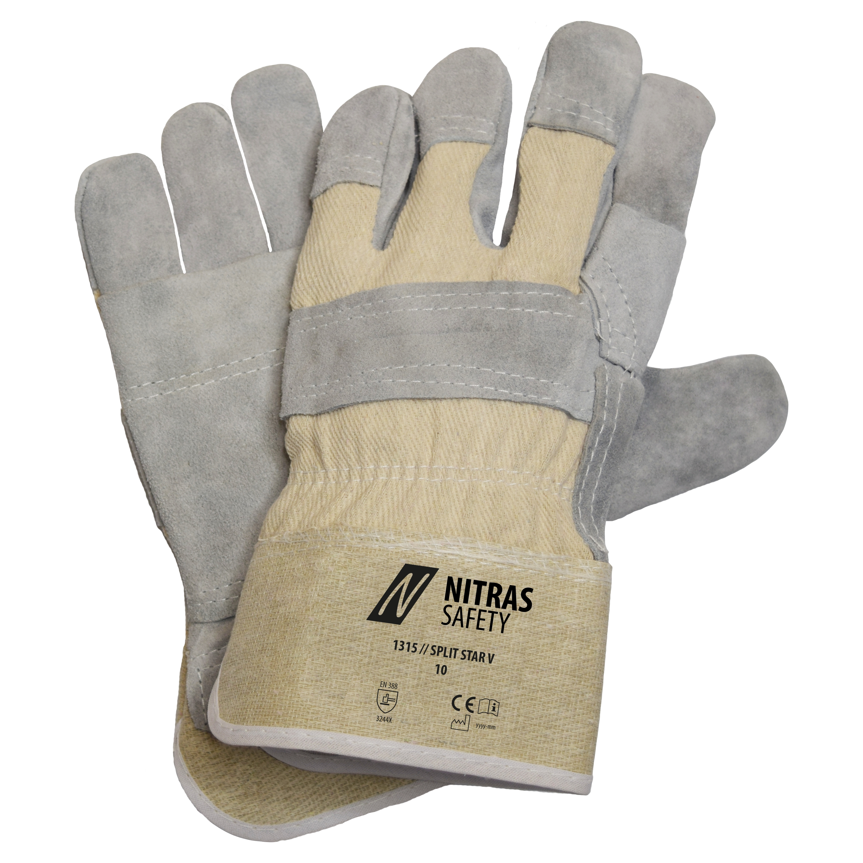 Nitras 1315 Split Star V Rindspaltlederhandschuhe
