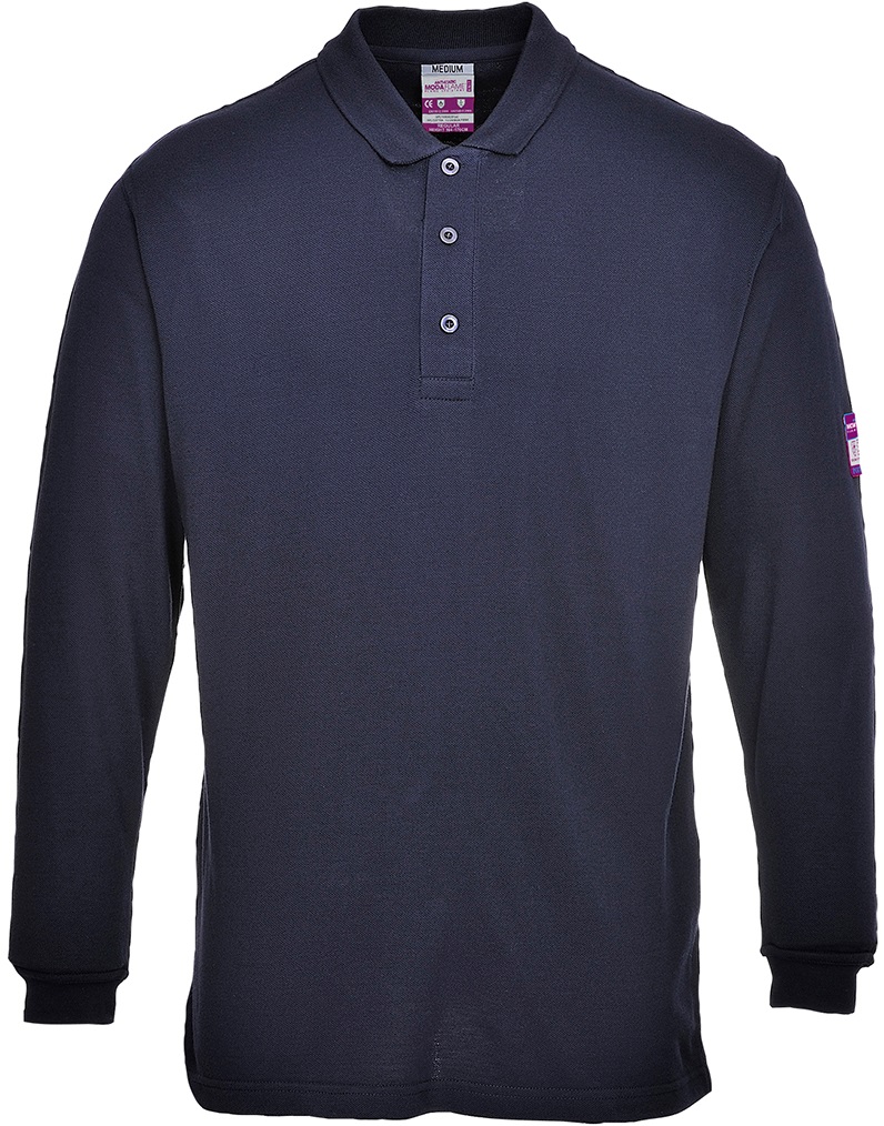 *SALE* Portwest FR10 Langarm Poloshirt flammhemmend antistatisch marine