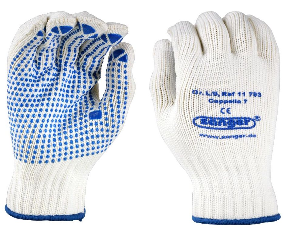 Cappella 7 Baumwoll-Strickhandschuhe mit Vinyl-Noppen