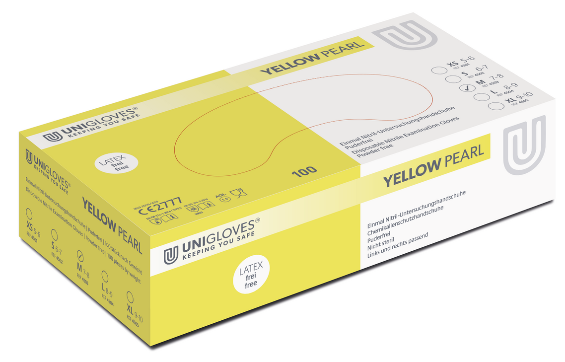 unigloves_yellow_pearl__584282 Unigloves Yellow Pearl Nitril-Einweghandschuhe puderfrei
