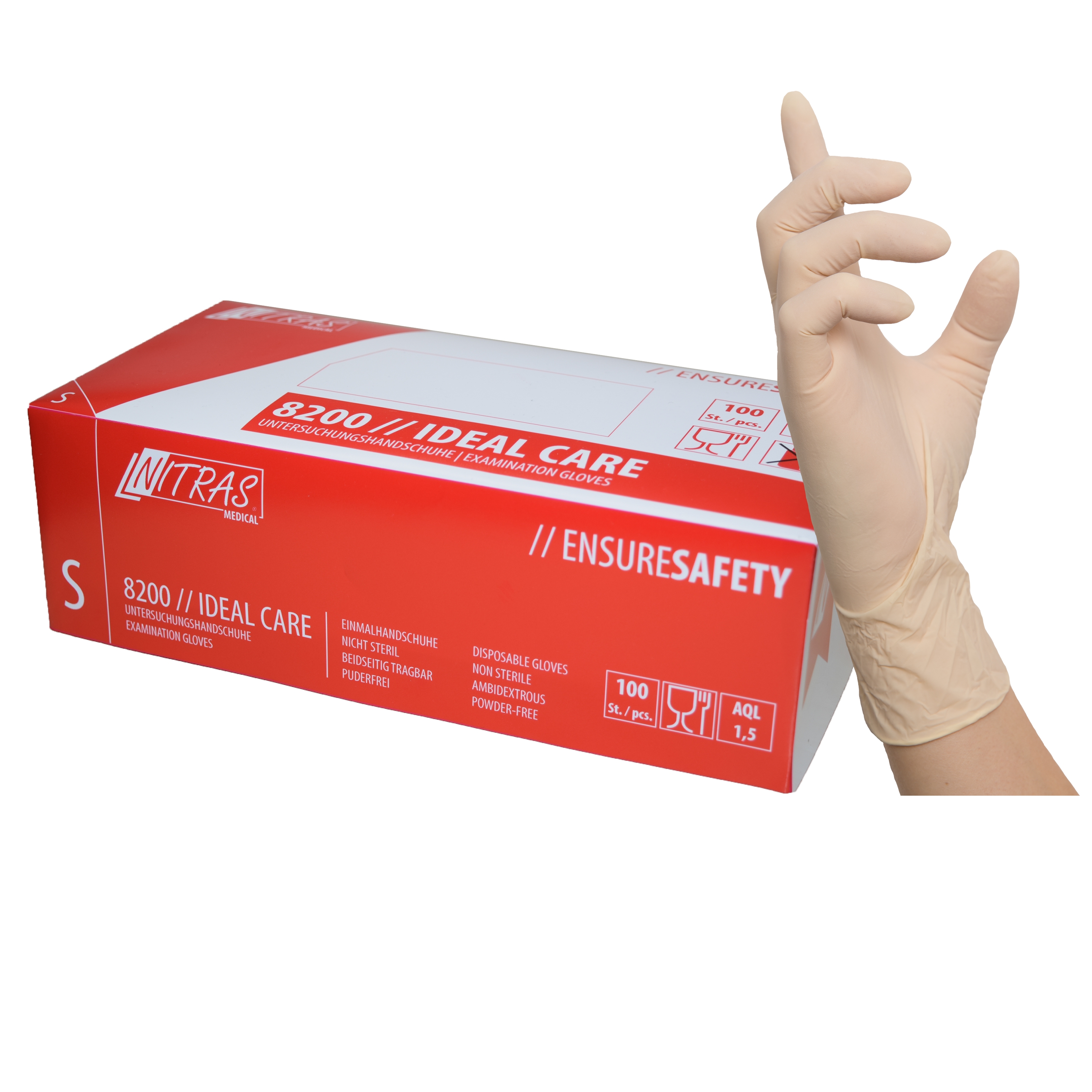 Nitras 8200 Ideal Care Latex-Einwegschutzhandschuhe