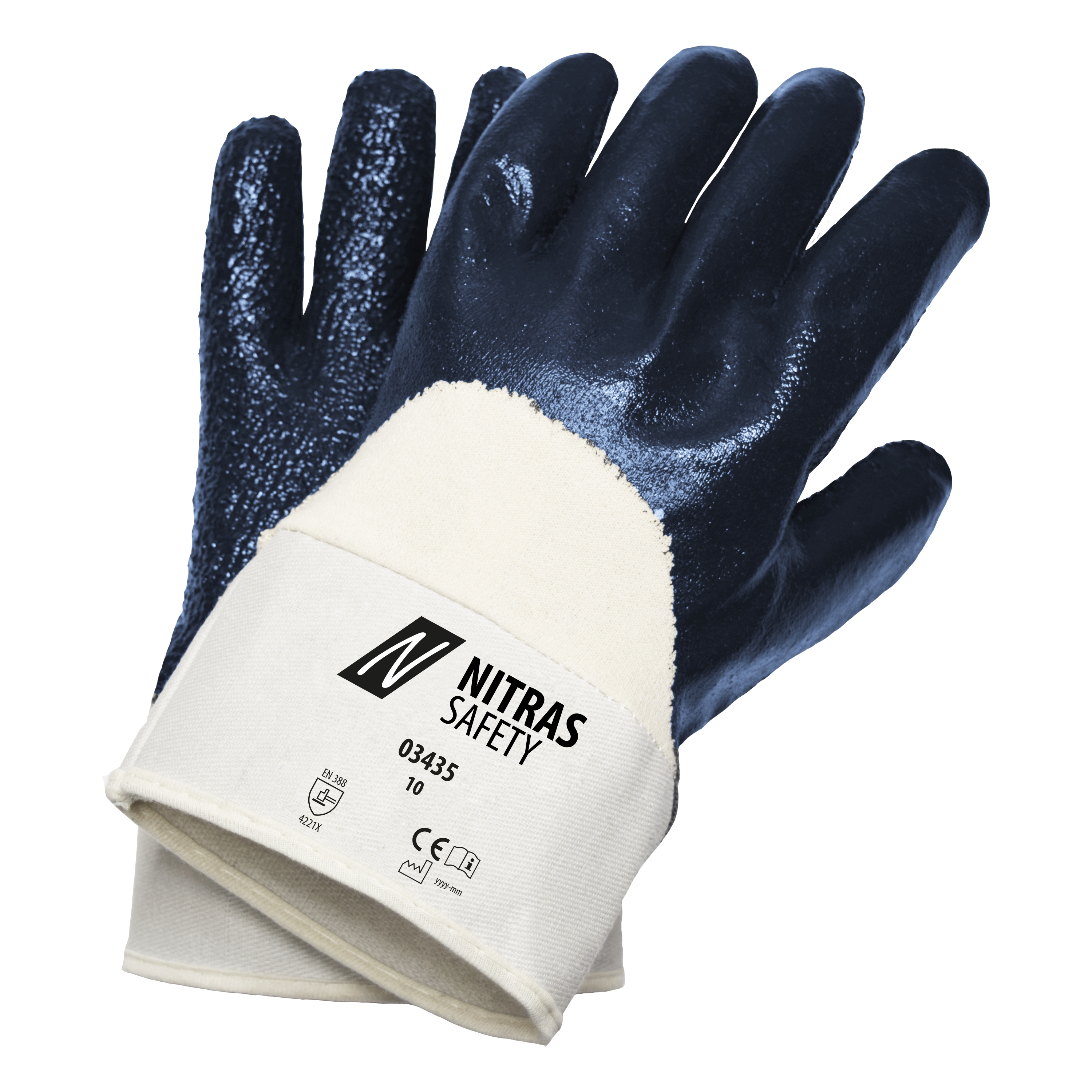 Nitras 03435 Nitril-Baumwollhandschuhe 3/4 beschichtet