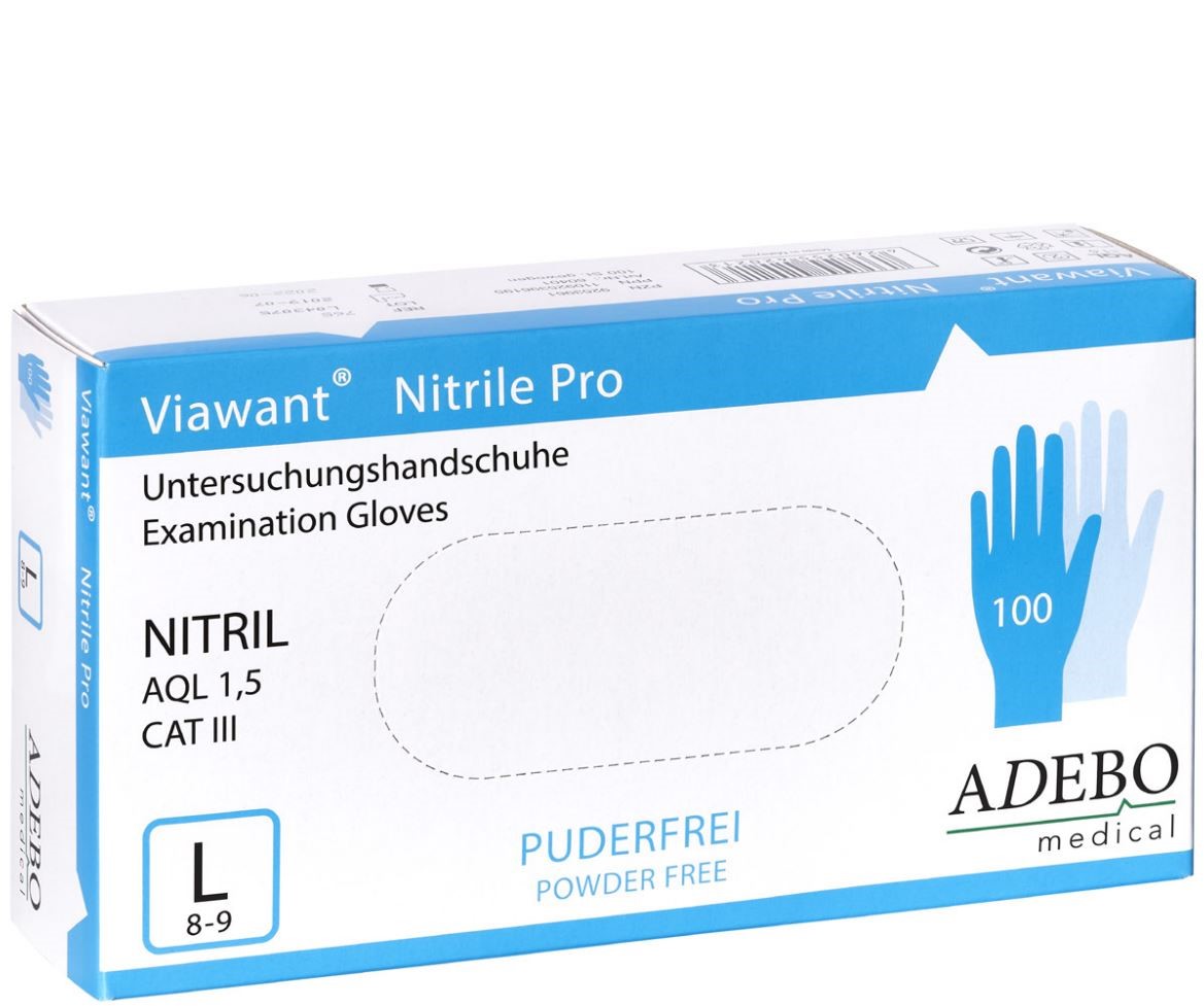 ADEBO medical Viawant Nitrile Pro Einweghandschuhe puderfrei