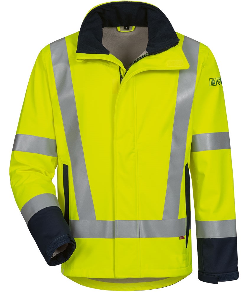 elysee 23404 KAAPO Multinorm Warnschutz-Softshelljacke leuchtgelb-marine