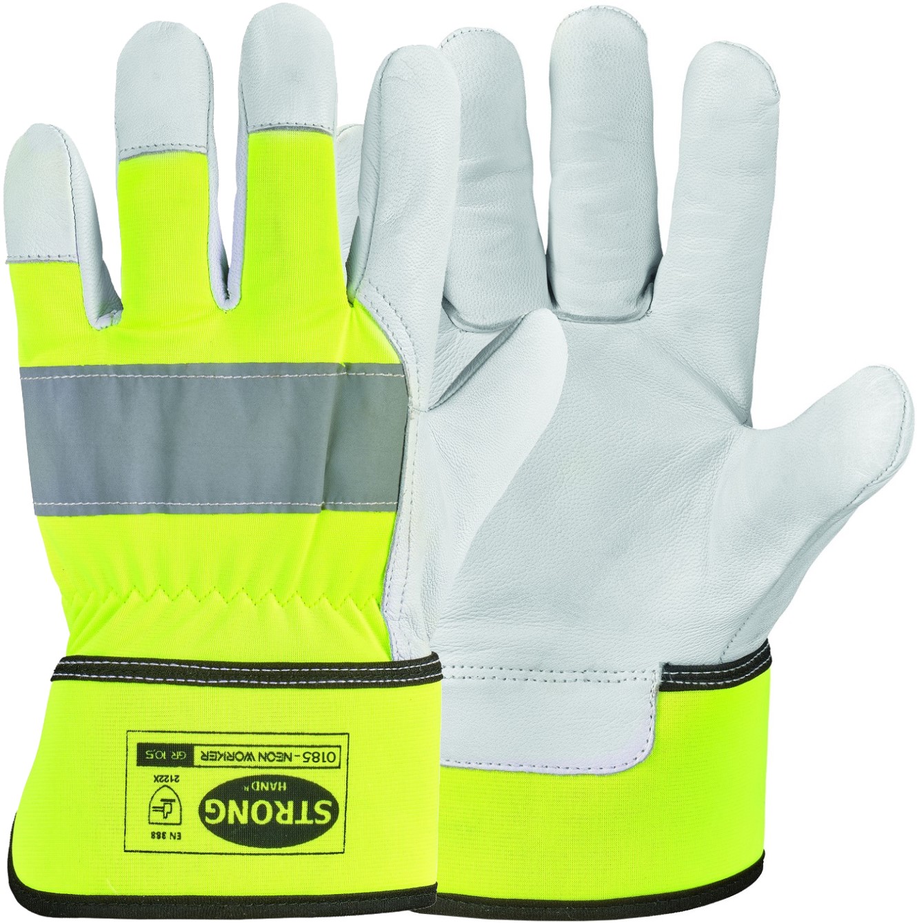 Stronghand 0185 Neon Worker Schutzhandschuhe Ziegenleder