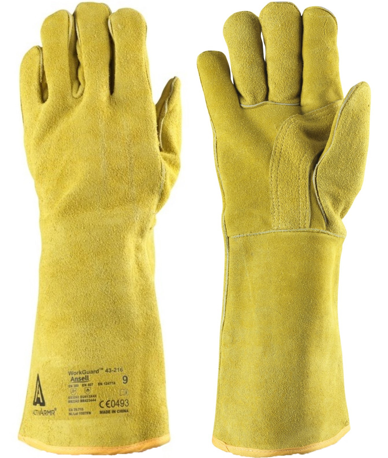Ansell ActivArmr 43-216 Rindspaltleder-Schutzhandschuhe Level B