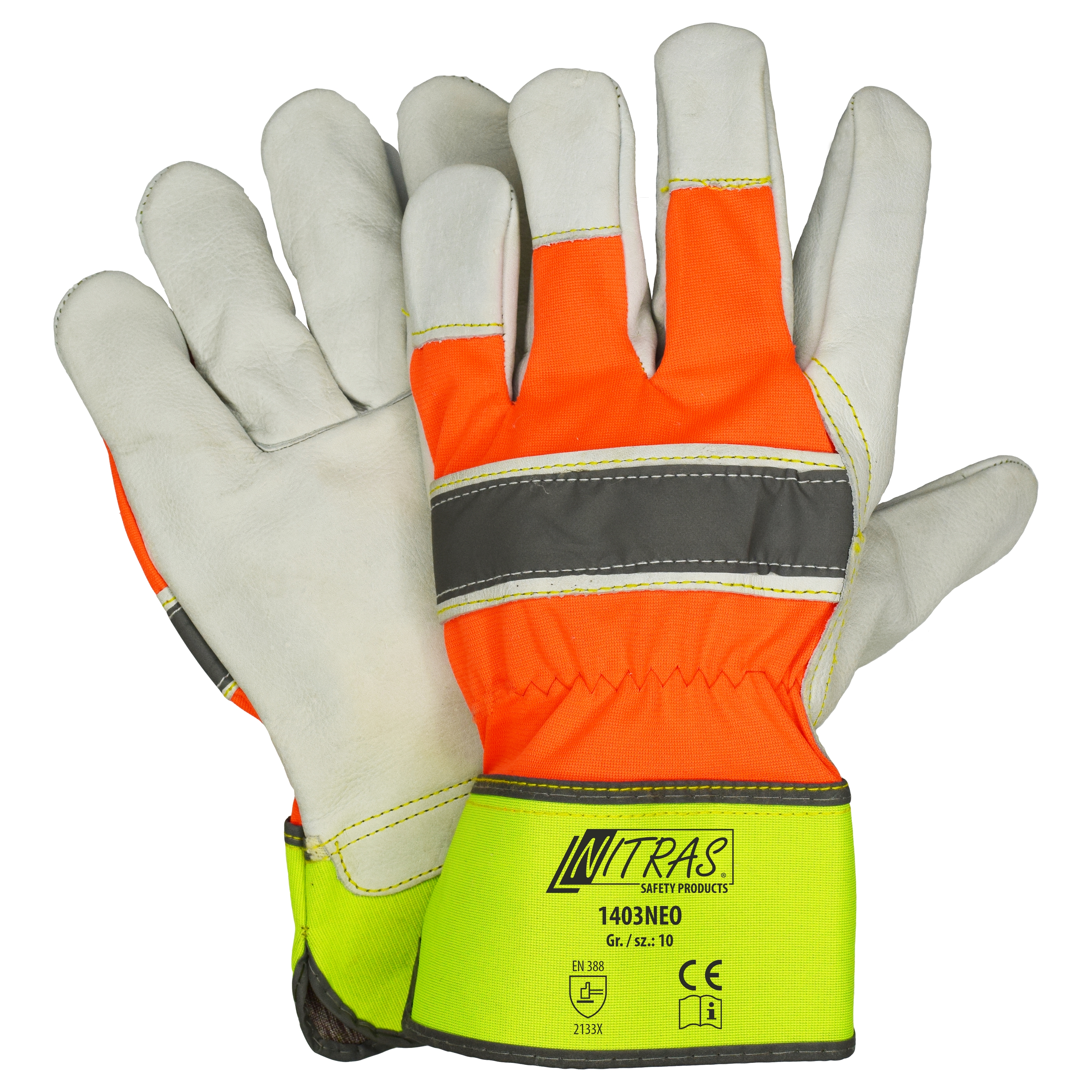 Nitras 1403NEO Rindvolllederhandschuhe in Signalfarben