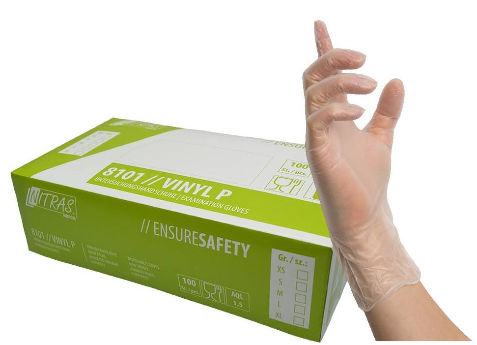 Nitras 8101 Vinyl P Einwegschutzhandschuhe gepudert