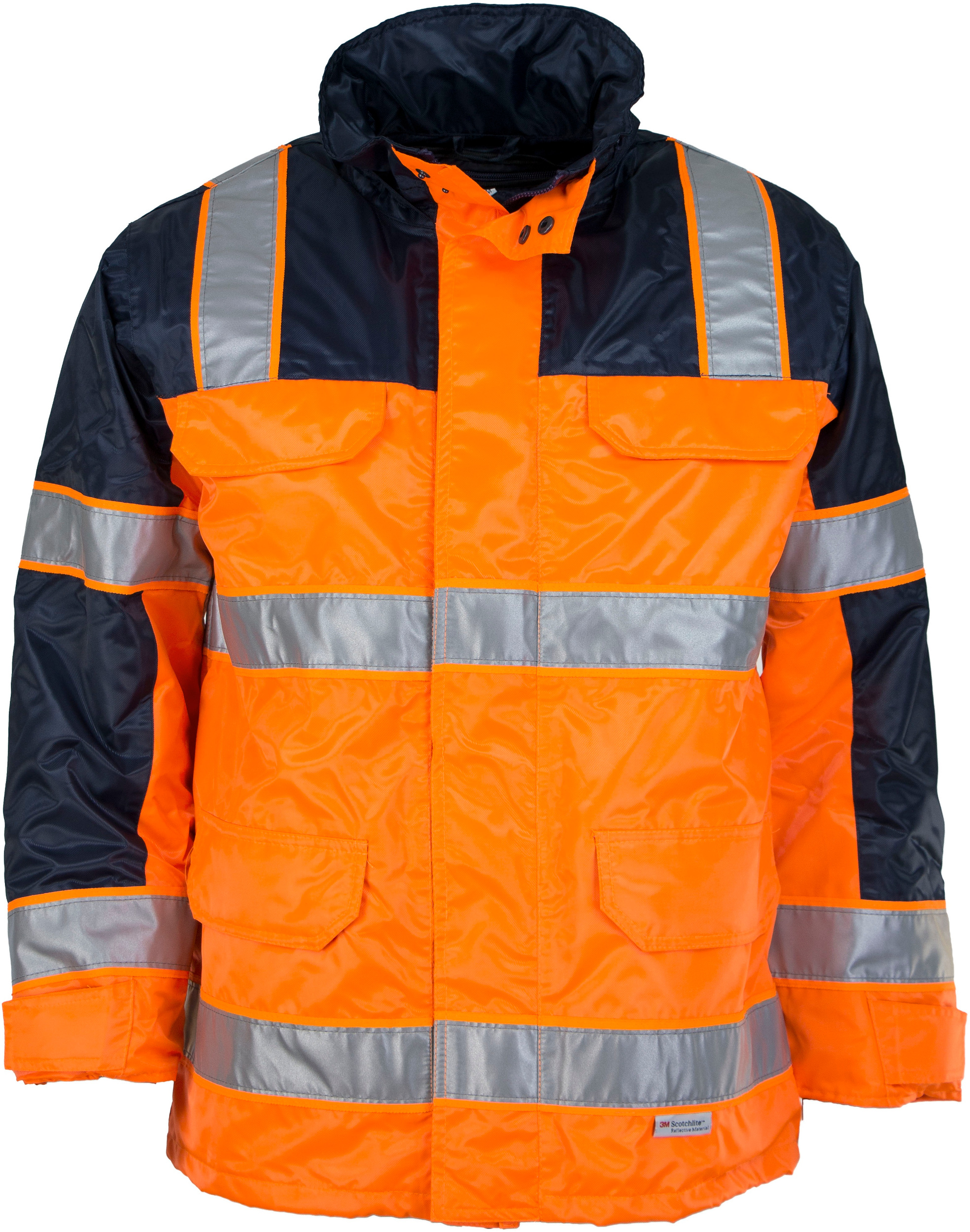 Asatex 3380K Warnschutzparka leuchtorange-marine