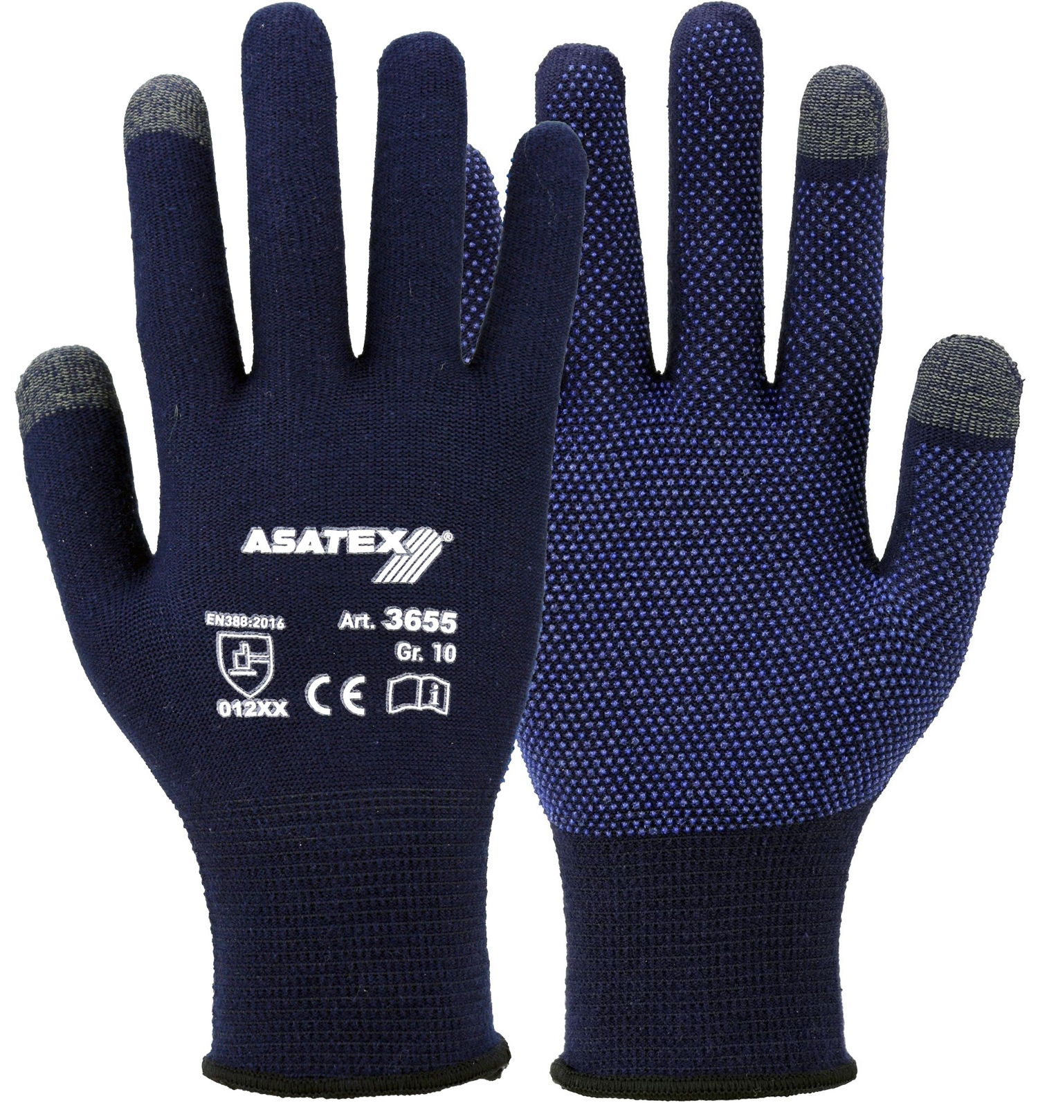 Asatex 3655 Baumwoll-Feinstrickhandschuh mit Noppen