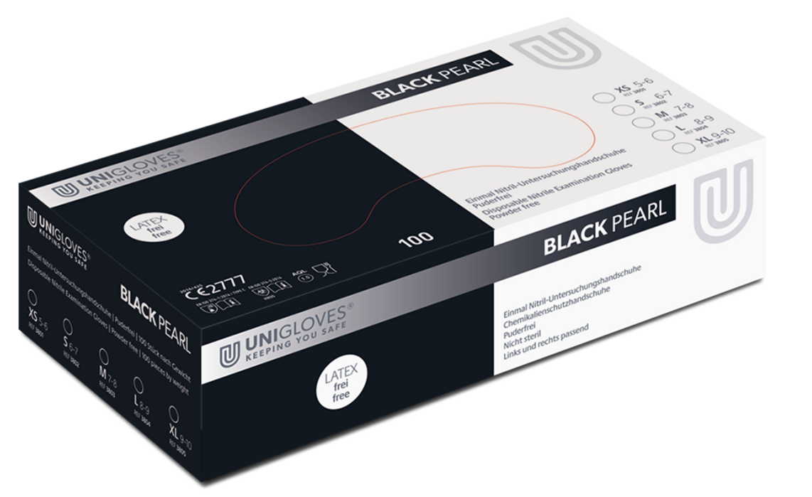 Unigloves Black Pearl Nitril-Einweghandschuhe puderfrei