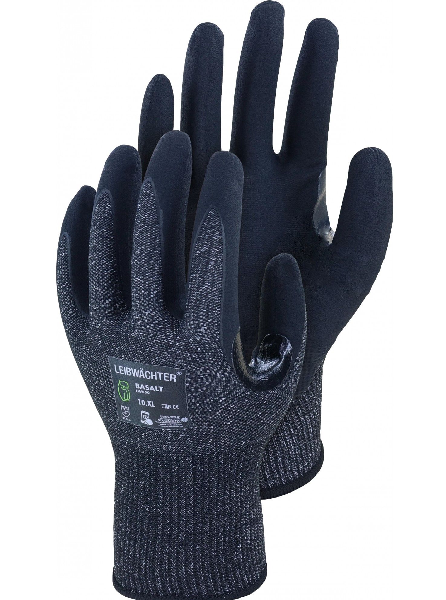 Leibwächter LW550 Basalt Nitril-Schutzhandschuhe touchscreenfähig