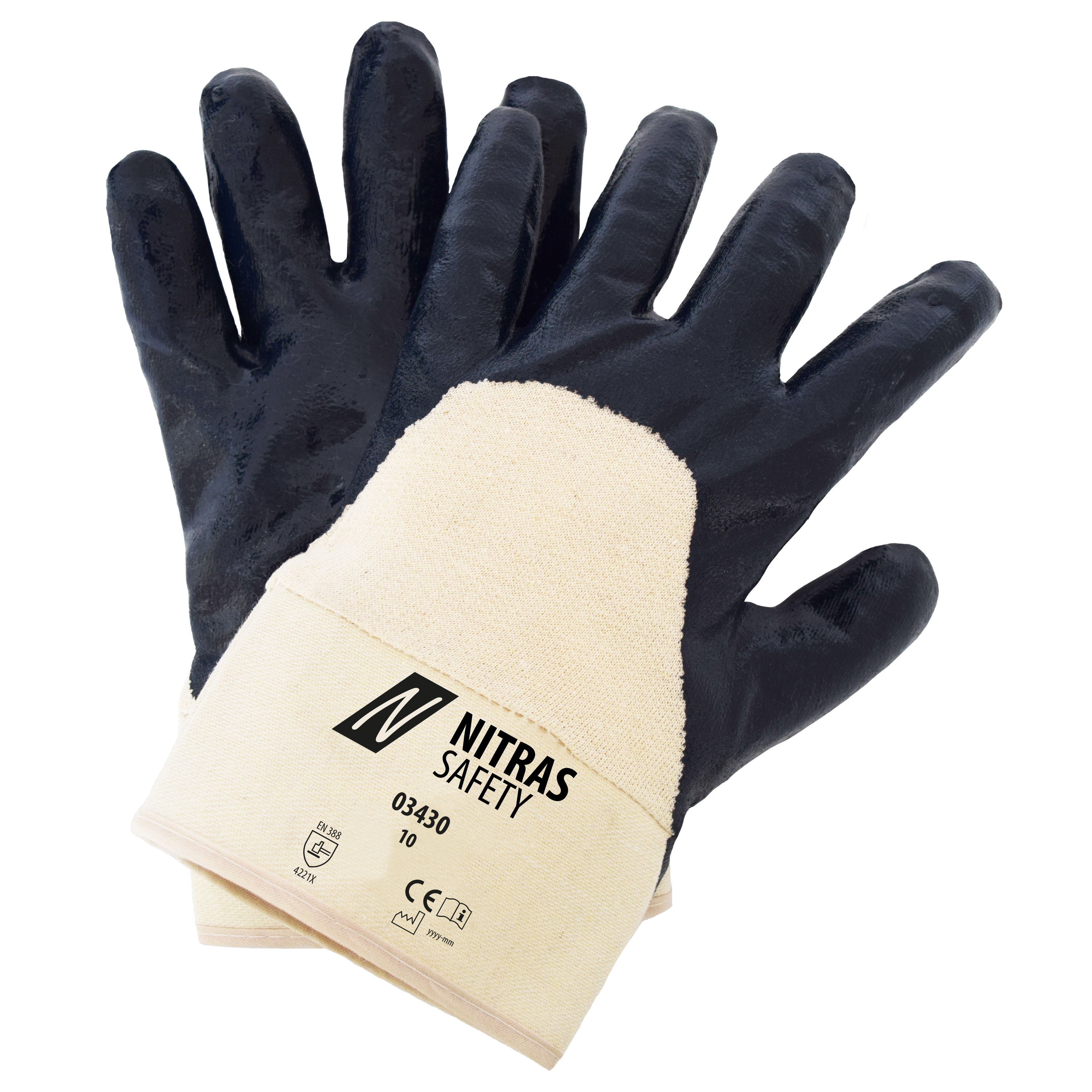 Nitras 03430 Nitril-Baumwollhandschuhe 3/4 beschichtet