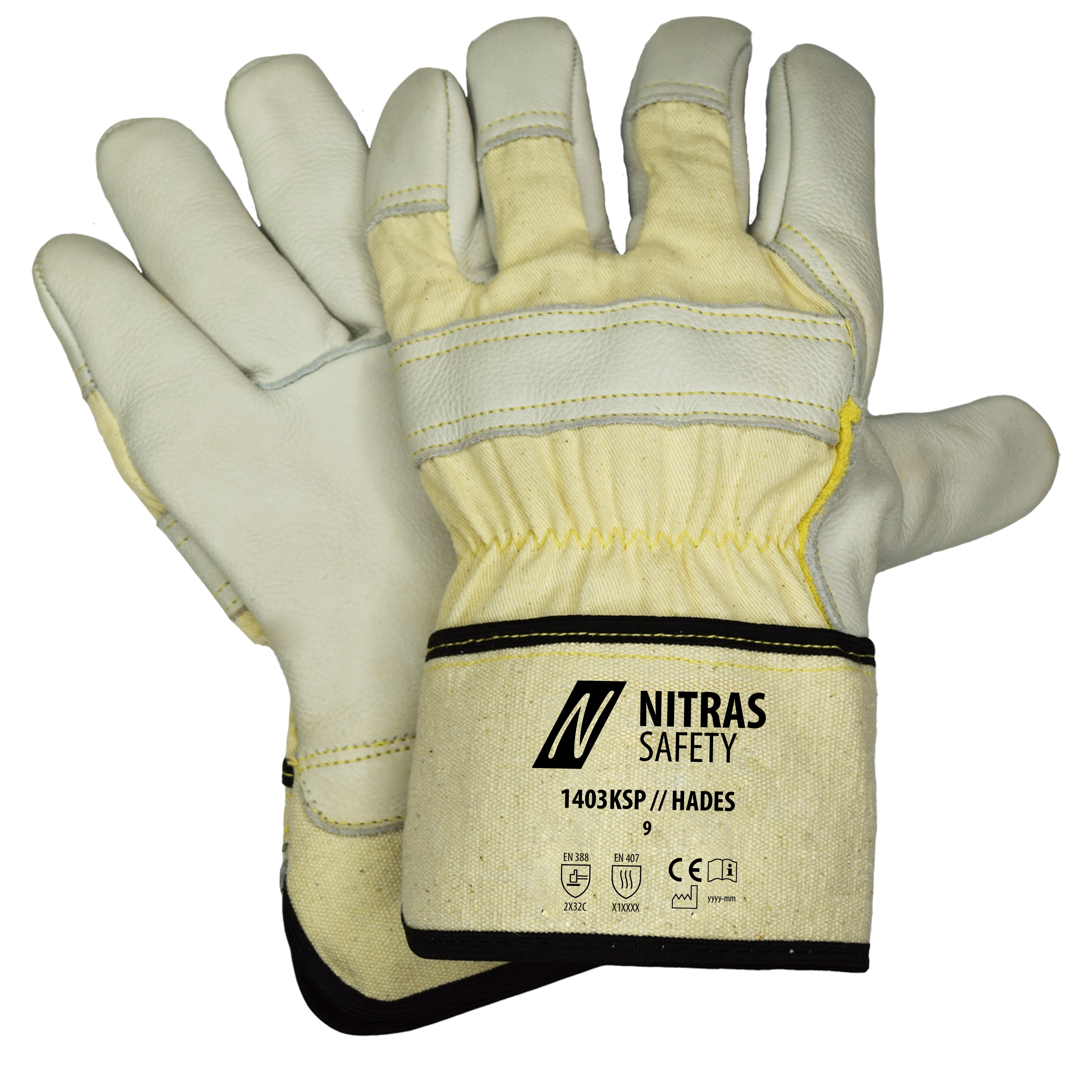 Nitras 1403KSP Hades Rindvollleder-Schnittschutzhandschuhe Level C
